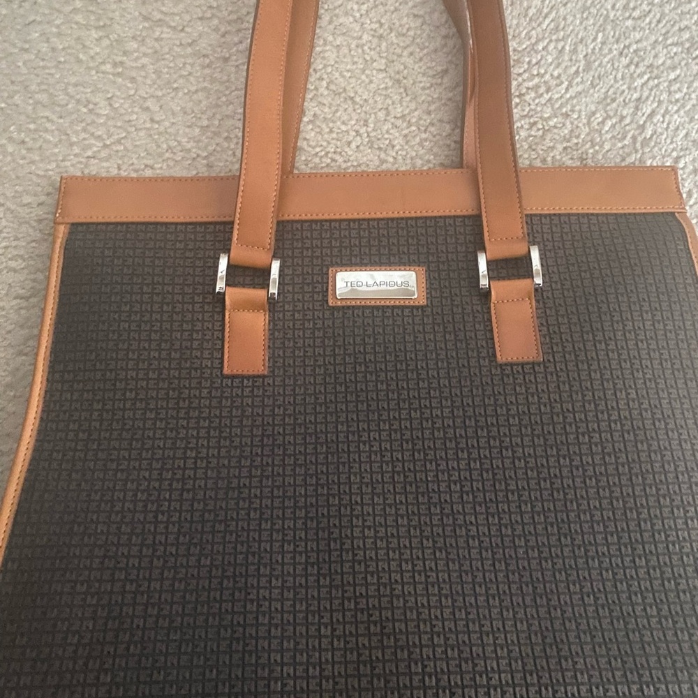 Ted Lapidus Large Brown and Tan Tote Bag
